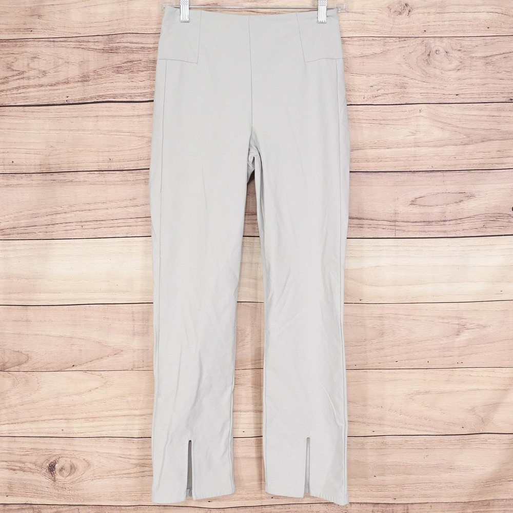 Athleta Pants Womens 4 Gray Ankle Stretch Zip Slit Pockets Travel Nylon Casual